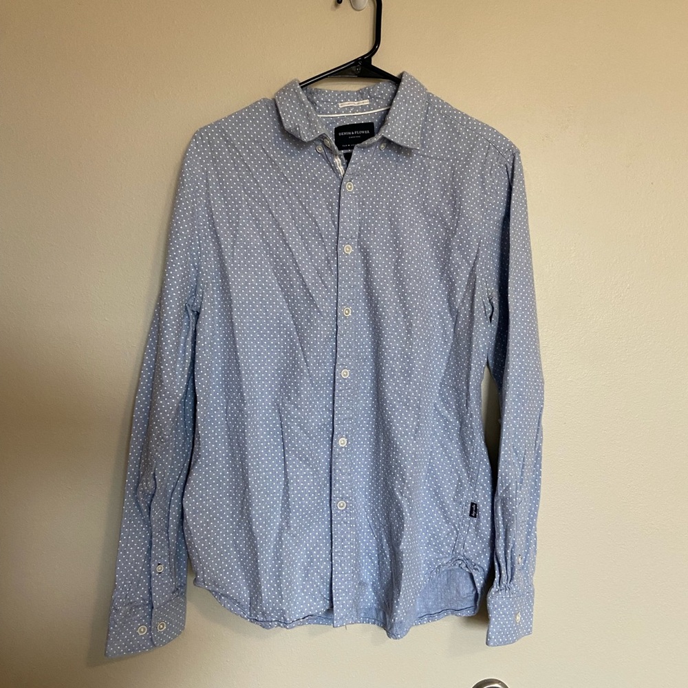 Denim and Flower button-up shirt